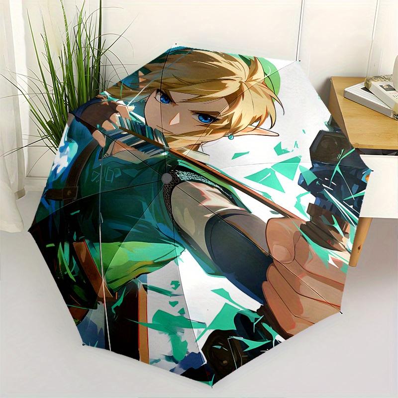 

Link,The Legend of Zelda Automatic Folding Umbrella 8 Ribs Lightweight Design, Durable Iron Frame, Compact and Portable, Ideal Birthday or
