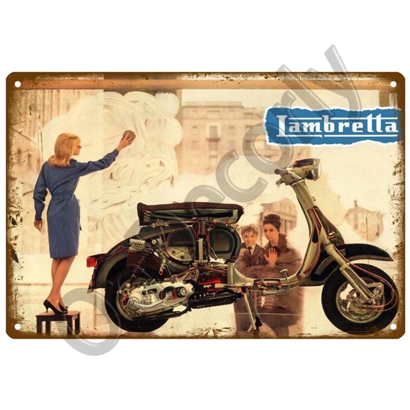 Lambretta Motor Plaque Metall Vintage Blechschild Shabby Chic Dekor Metallschilder Vintage Bar Dekoration Metall Poster Pub Metallplatte