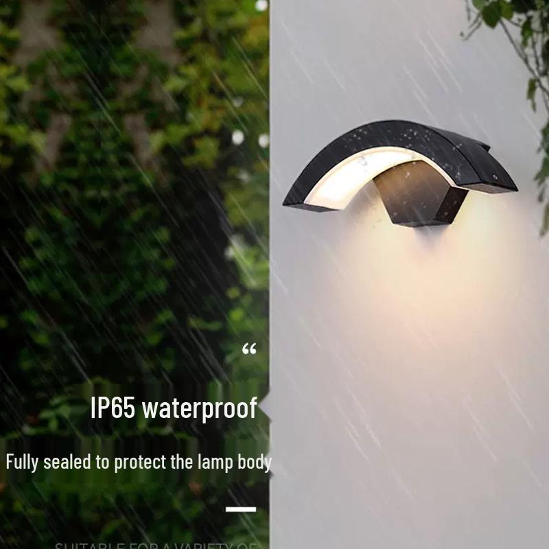 Waterproof Modern LED Outdoor Wall Lamp, Induction Courtyard & Balcony Light, Fan-Shaped Design