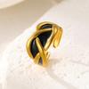 Geometrischer offener Zeigefingerring im Vintage-Stil: Tropföl Edelstahl Titanband für Damen