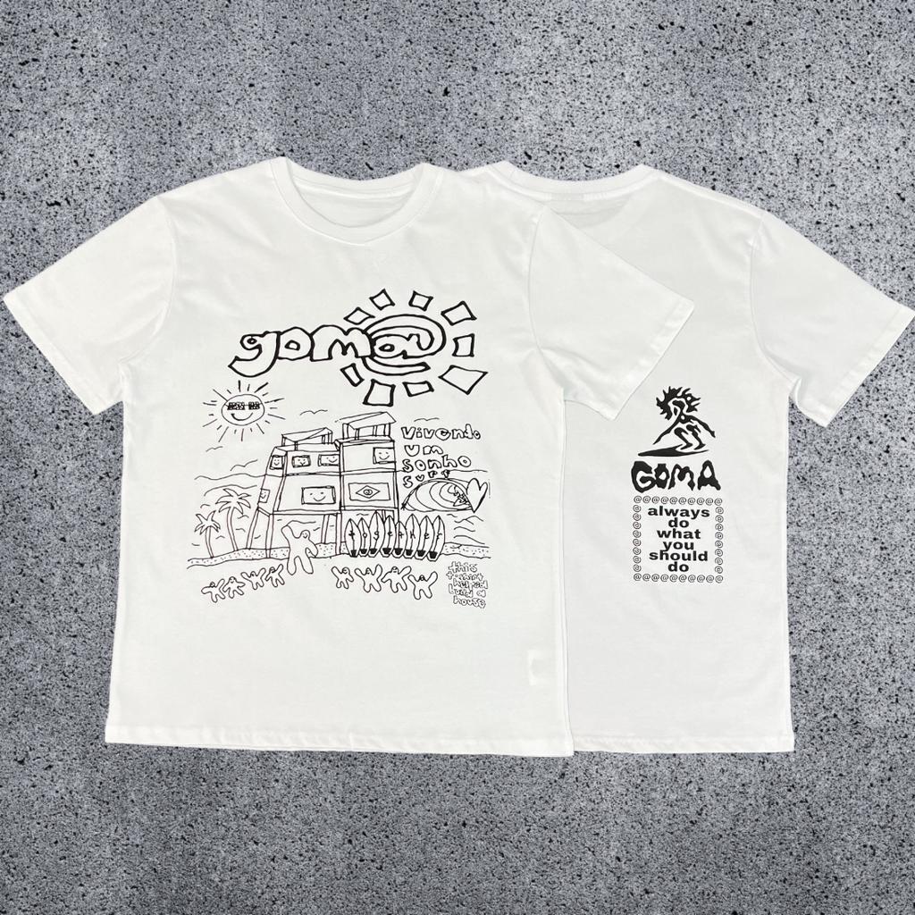 Retro Summer Ad Shortsleeved Wysd Talk Sun Roll Fun Printed American High Street Skateboard Cotton Roundneck Tshirt
