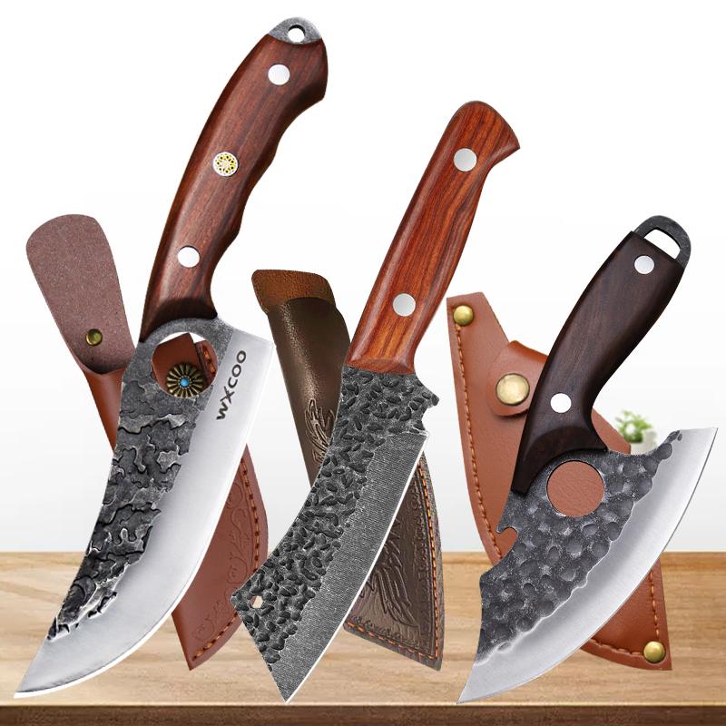 3PCS Kitchen Chef Knife Set 5CR15 Stainless Steel Utility Knife Professional Vegetable Fish Knife Boning Barbecue Knife