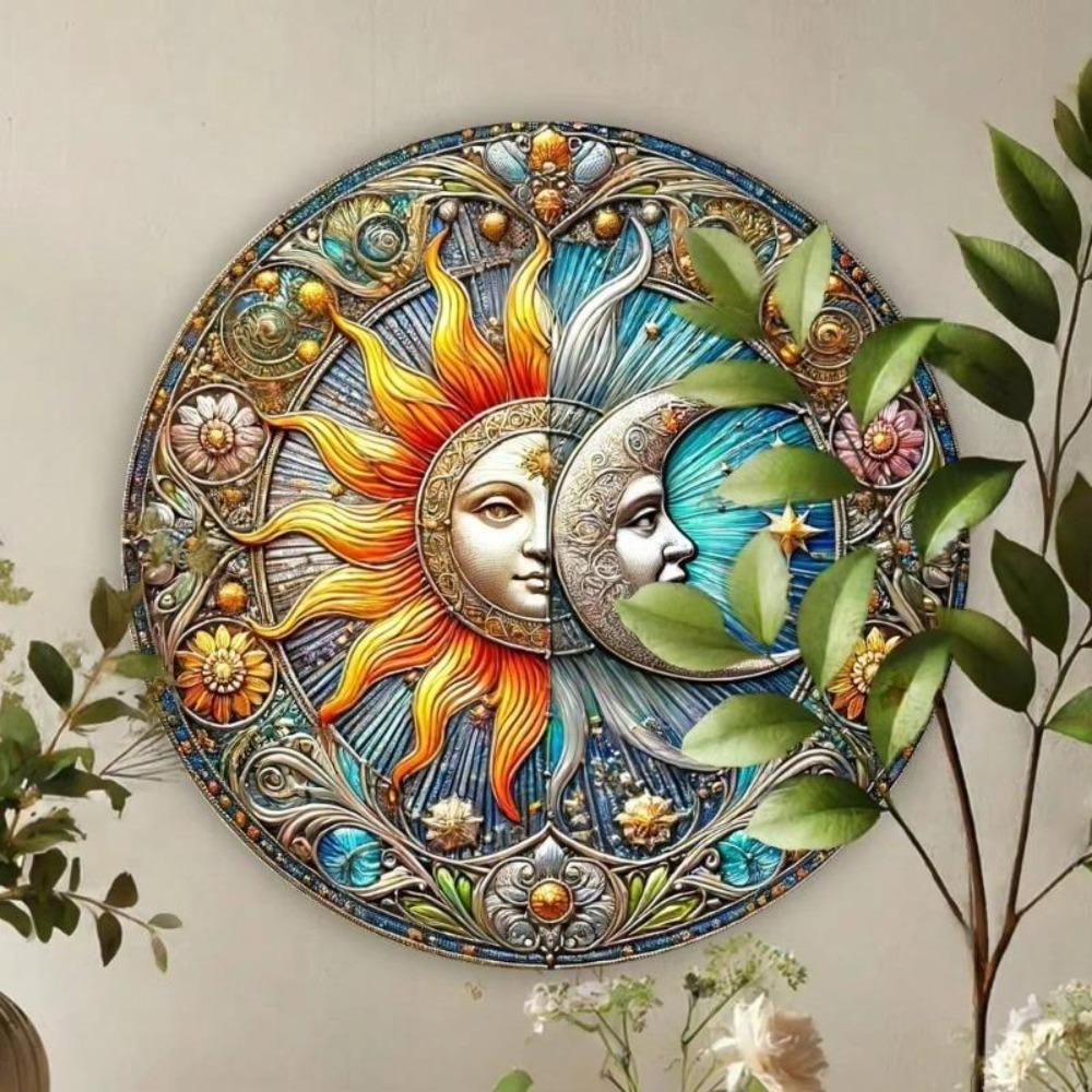 Vintage Solar Moonlight Tin Wall Art Outdoor Garden Decor