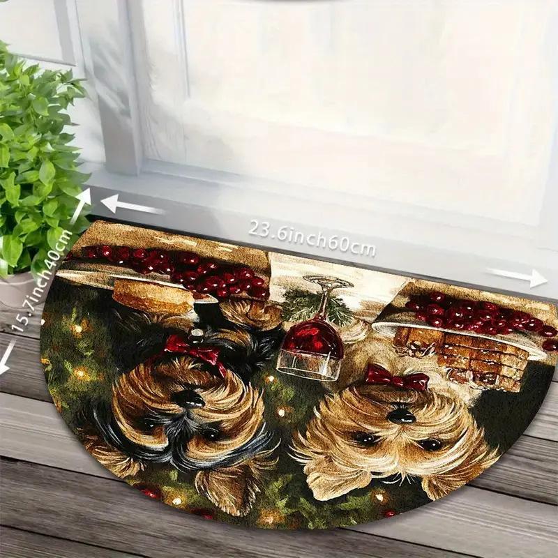 Christmas Crystal Velvet Floor MATS, Home Entrance Decoration, Semi-circular Floor MATS, Anti-slip Floor MATS for Toilets