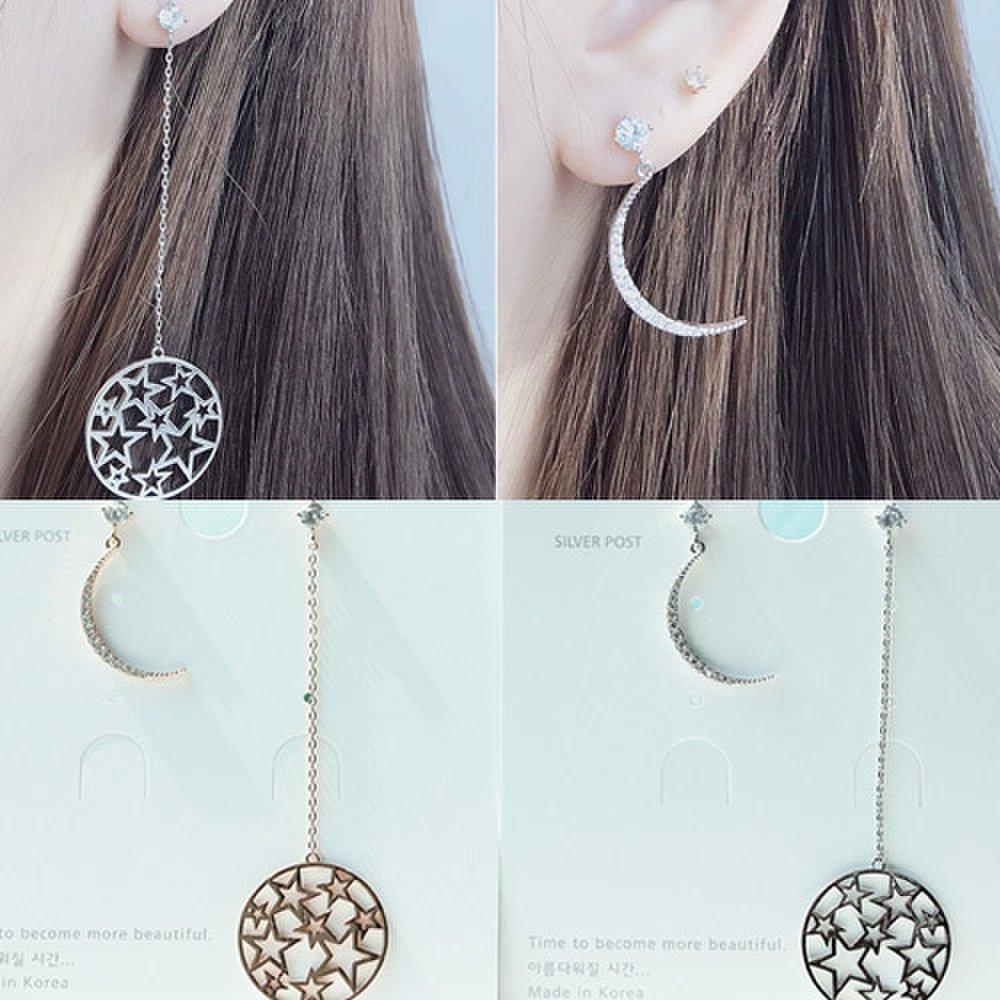 [Aslit] Zenith Unbalanced Star Cubic Drop Earrings
