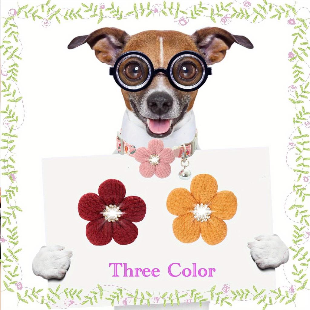 Small Dog Collar with Flower, Puppy Collar for Girl Dog Collars for Small Dogs Cute Dog Collar with Bell, Adjustable Length