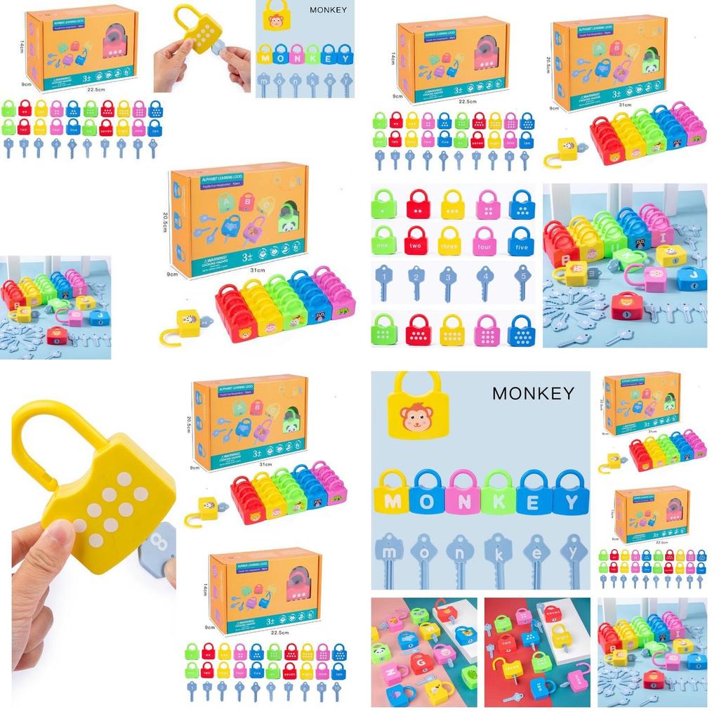 Kids Learning Lock Keys Alphabet Number Matching Early Education Toys