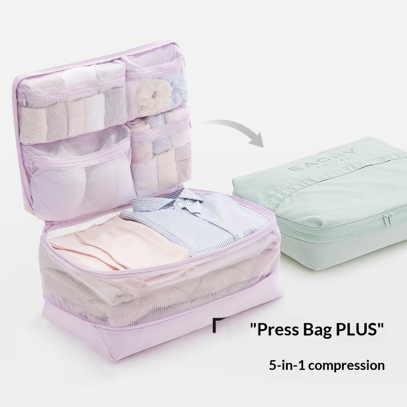 5 In 1 Compression Packing Cubes Travel Luggage Organizer Multi Pocket Clothes Storage Accessories