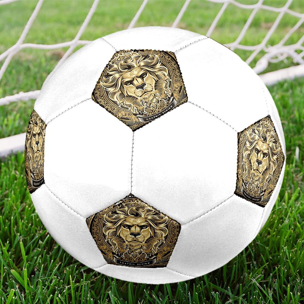 1PC Golden Lion Graphic Art Soccer Ball Size 5 Football Machine Sewn Indoor/Outdoor Universal Football N35