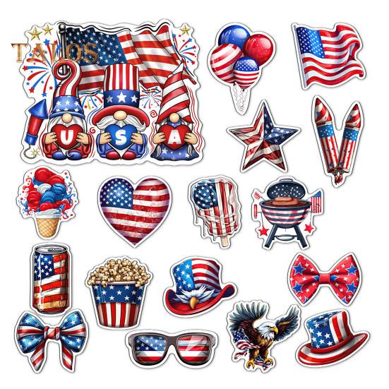 14/17/23/24Pcs USA Independence Day Refrigerator Magnet Waterproof PVC Patriotic 4th of July Festival Cartoon Magnetic Decoration Ornament