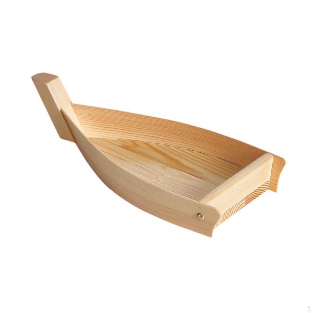 Sushi Boat Serving Tray Container Japanese Style Desserts Holder Plate Wood for