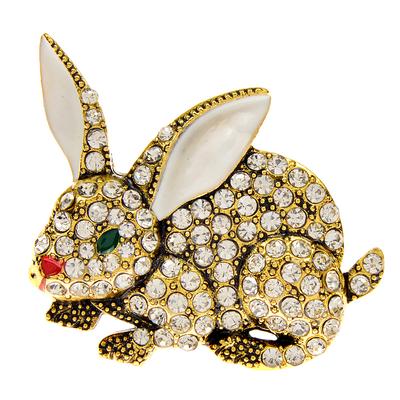 New Cute Rhinestone Rabbit Brooch Winter Fashion Animal Pin Zodiac Accessories New Year Decoration High Quality