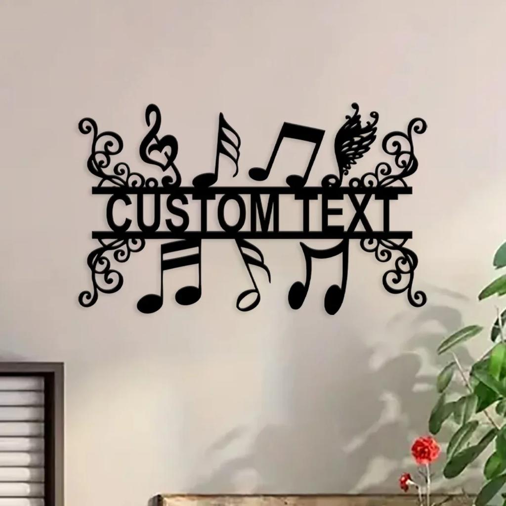 Personalized Music Notes Metal Sign, Music Note Decor, Music Room Decor, Studio Room Bar Decor