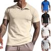 Men's summer lapel T-shirt men's heavy waffle oversize short-sleeved solid color casual V-neck Polo shirt