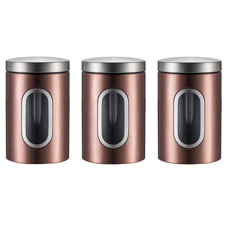 Te Kaffe Socker 3st/set Burkförvaring Kök Rostfria Behållare Köksförvaring Teburkar Nötter Snacks Förseglade