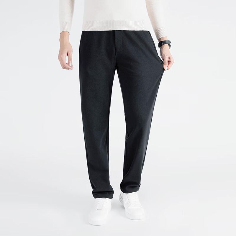 Men's Brushed Wool Blend Straight-Leg Thermal Casual Pants