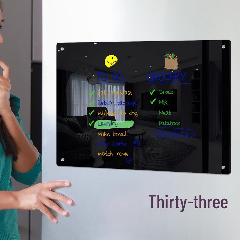 TYU350 3D Black Magnetic Acrylic Weekly Planner Erasable Notepad for Refrigerator