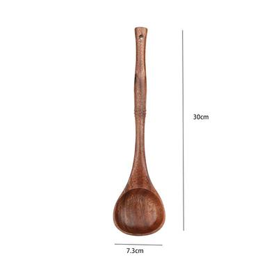 ZISIZ Wooden Spiral Handle Deep Ladle