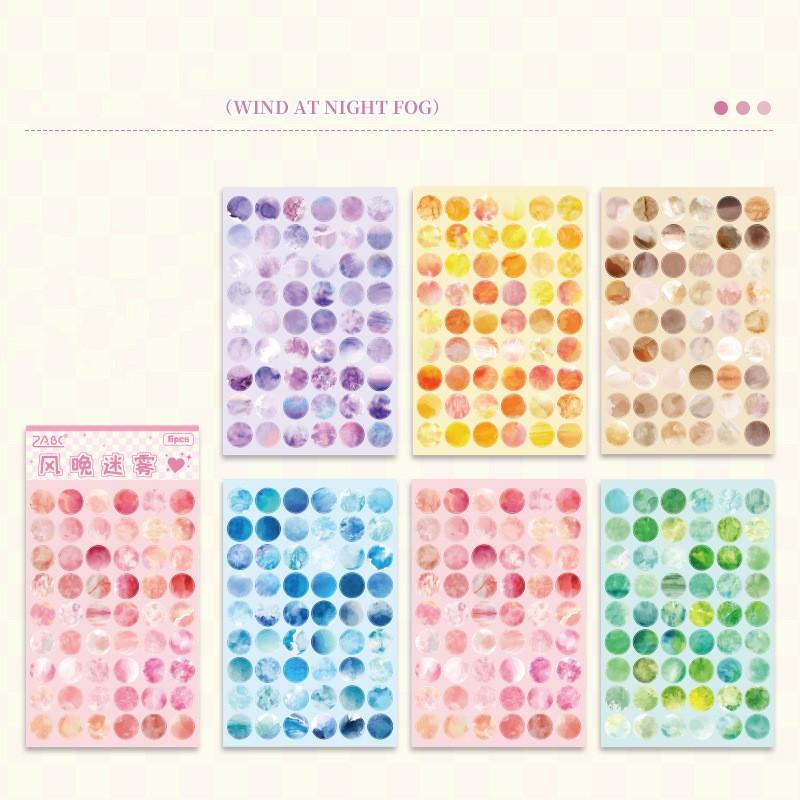 6 Blatt/Beutel Kawaii Briefpapier Aufkleber Dopamin Farbe Serie Floral Liebe Runde Topf Scrapbook Aufkleber Einfachheit Aufkleber