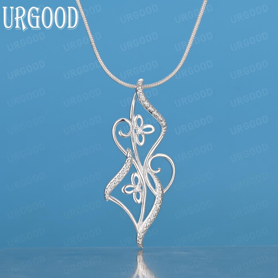 925 Sterling Silver Fashion Jewelry Geometric Pendant Necklace Wedding Gift