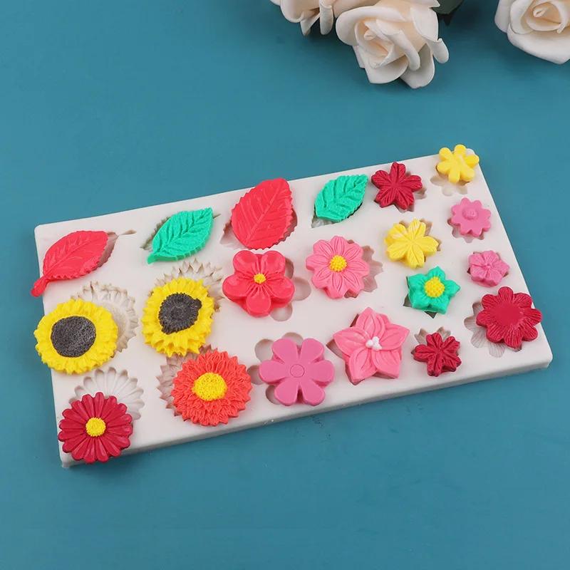 1 Fondant Chocolate Silicone Mold, Rose Leaf Sunflower Sunflower Small Daisy Flower DIY Silicone Mold