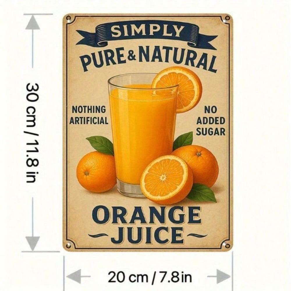 Vintage Metal Sign Simply Orange Juice Retro Kitchen Wall Decor Waterproof