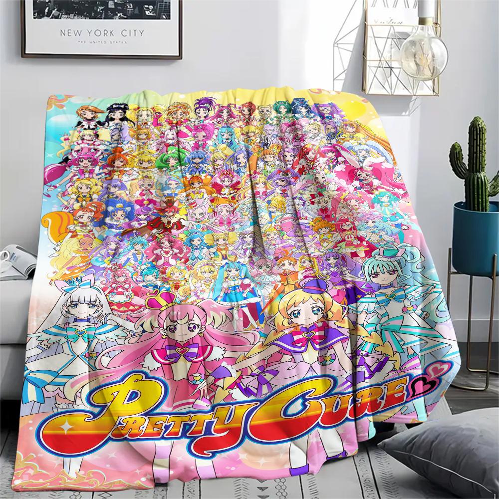 1PC Pretty Cure Print Flannel Blanket, High quality Comfortable for All Seasons, Home Decor, Warmth and Comfort, Perfect for Christmas Gifts121