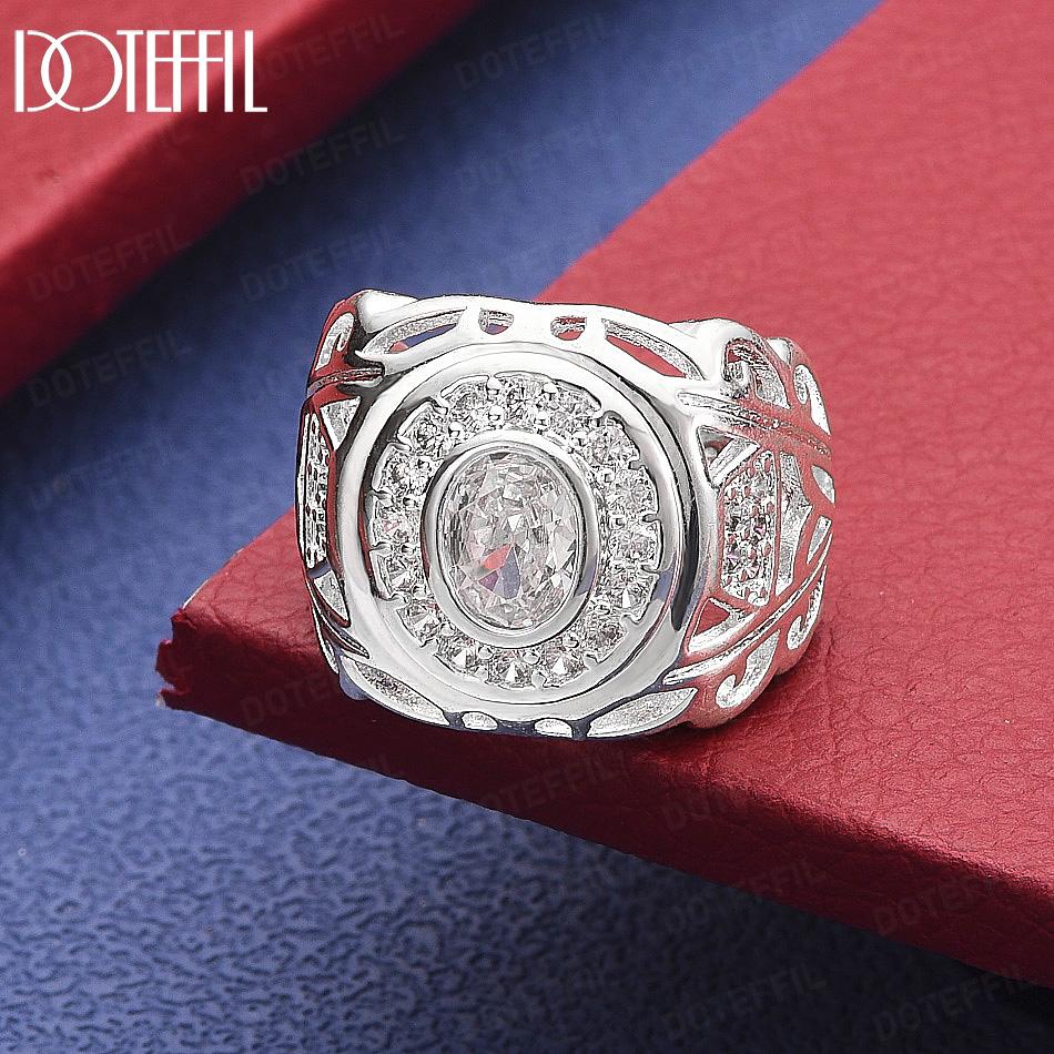 925 Sterling Silver Vintage Carved Openwork AAA Zirconia Ring - Exquisite Banquet Ring 6#