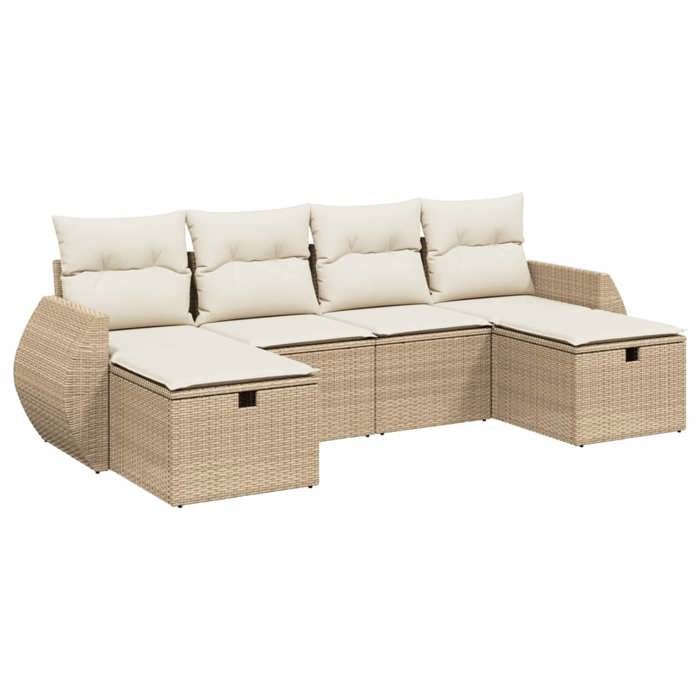 VidaXL Salon de Jardin avec Coussins 6 pcs, Canapés de Terrasse, Ensemble de Meubles de Patio, Mobilier d'Extérieur, Beige 3264164