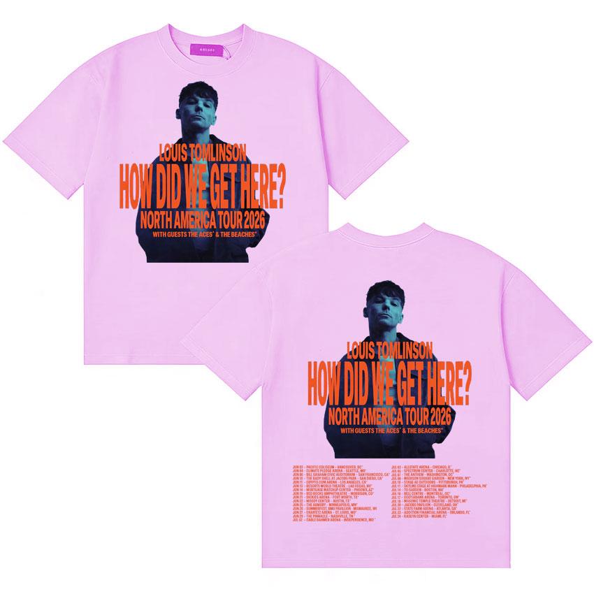 Singer Louis Tomlinson Tour How Did I Get Here Aesthetic Harajuku Hot Sale T Shirts Unisexs Loose Short Sleeve TShirts Streetwear