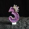 Y Princess Crown 3D Number Cake Candles for Birthday Party Glittering Cake Topper Anniversaries Decorating Tools Silver Sparkles