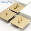 LangYeao Vintage 4mm Ultra Dünner Edelstahl Kippschalter EU FR Steckdose, 2-farbige minimalistische Wandplatte für 86er Dose