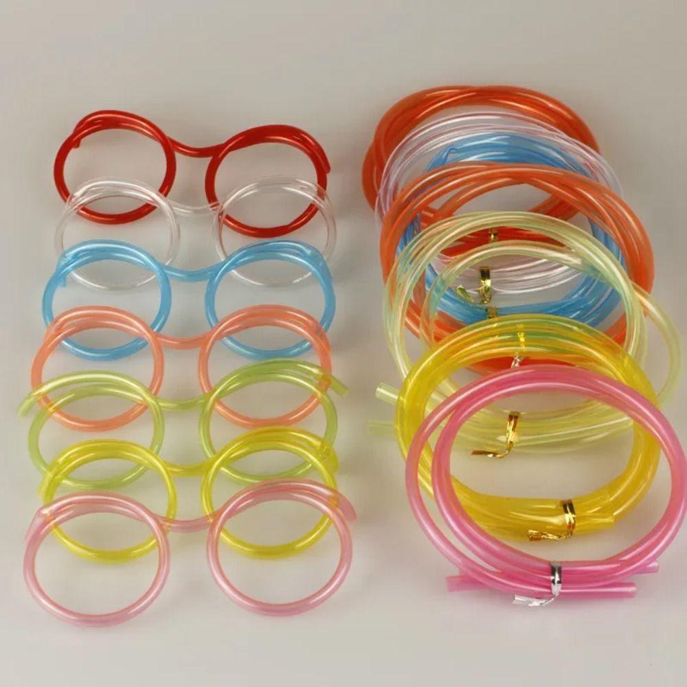 Reusable Circulating Straw PVC Loop Straws Crazy Straw Drinking Eyeglasses  Birthday Supplies