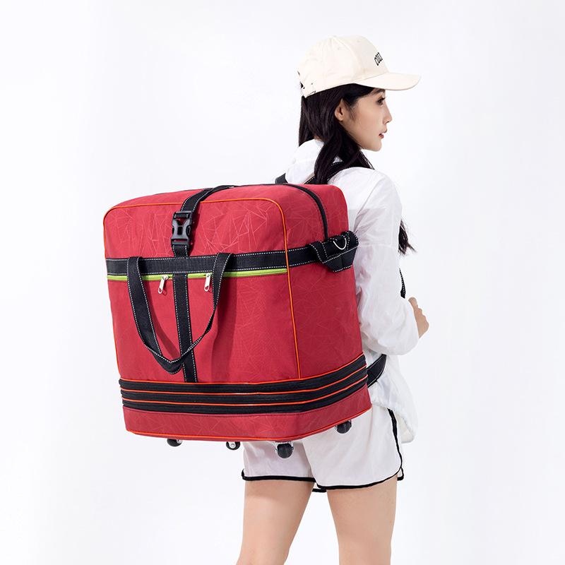 Air Consignment Bag Large-capacity Retractable Folding Travel Bag Universal Wheel Moving Travel Nylon Cloth Duffel Bag