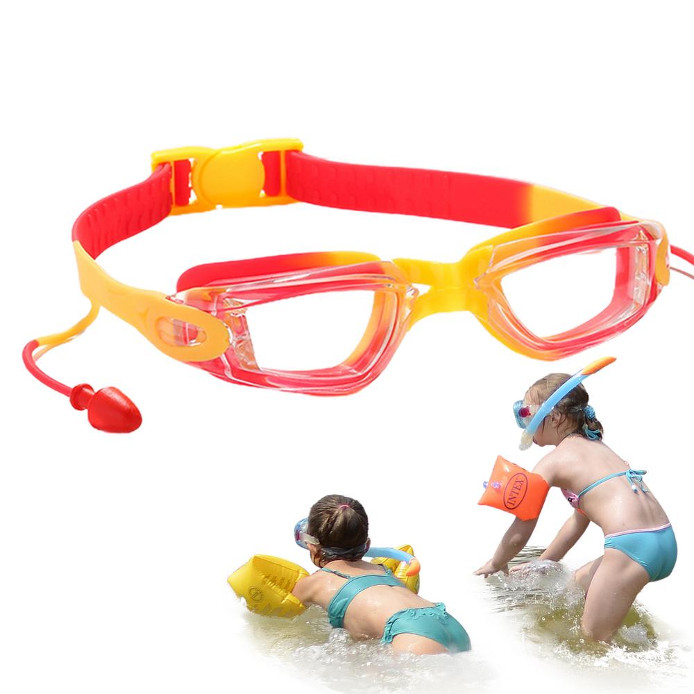 Swimming Goggles for Kids Waterproof Anti-Fog Pool Goggles with Ear Plugs Non Leak Water High Definition Elastic Strap Swimming