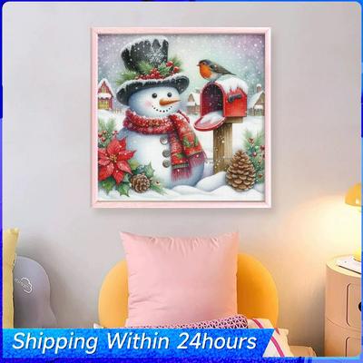 Christmas Full 11CT DIY Stamped Cross Stitch Kits 45x45cm Cross Stitch Art and Crafts Kits for Beginners Adults Home Decor