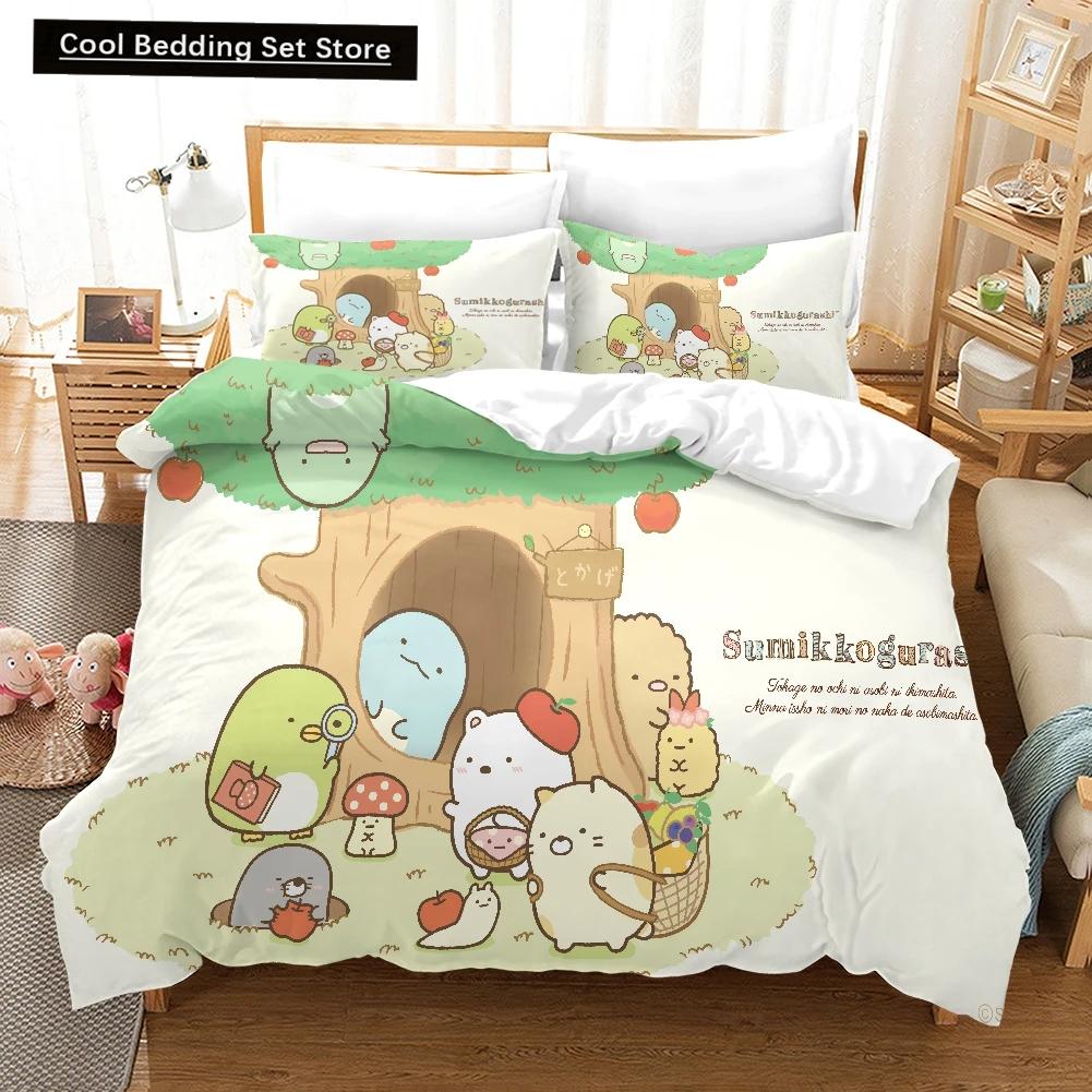 Cartoon Sumikko Gurashi Bedding Set,Duvet Cover Comforter Bed Set Quilt Cover Pillowcase,King Queen Twin Size Boys Girls Adults