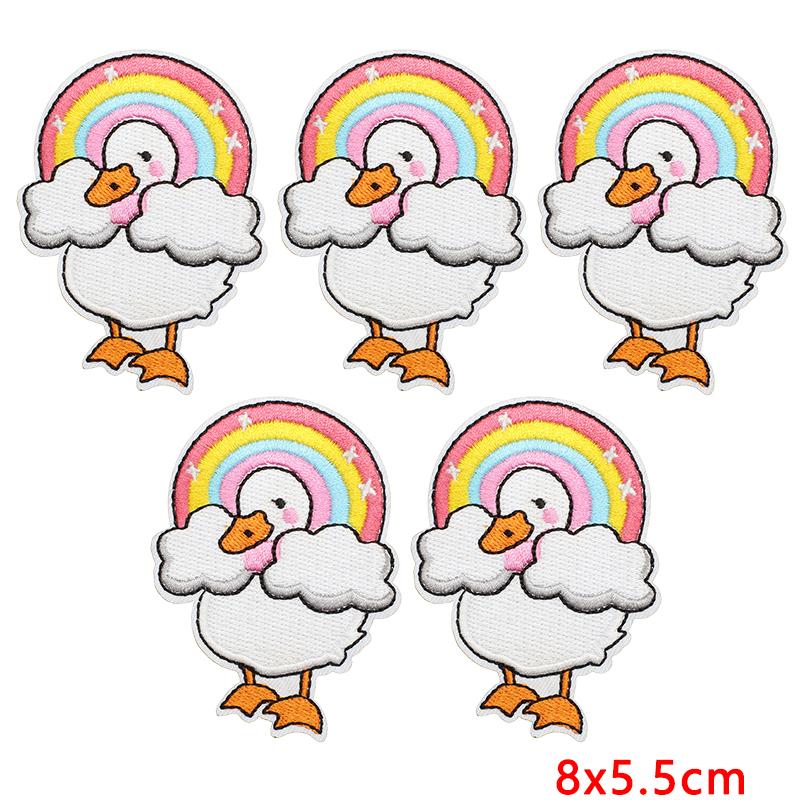 10pcs /Lots Cute Duck Embroidered Applique Cartoon Animal Duck Patch Iron On Patches For Clothing Decoration Diy Hats Bag Sticker