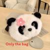 Furry Panda Embroidered Hugging Bamboo Diagonal Cross Backpack For Use Daily