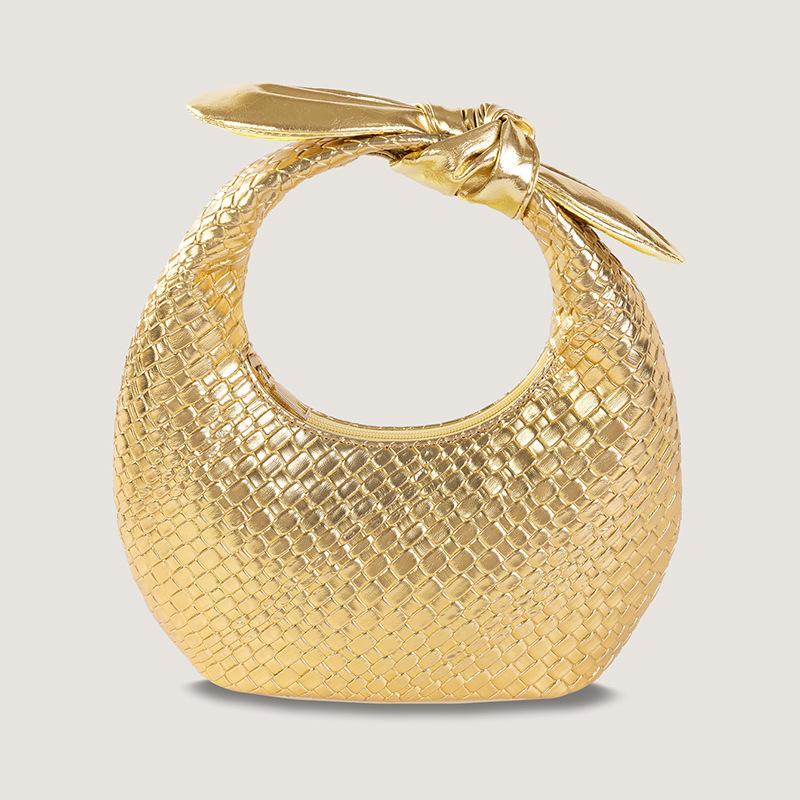 Bag women s 2024 autumn and winter new woven pattern PU handbag half-moon cross-border women s bag