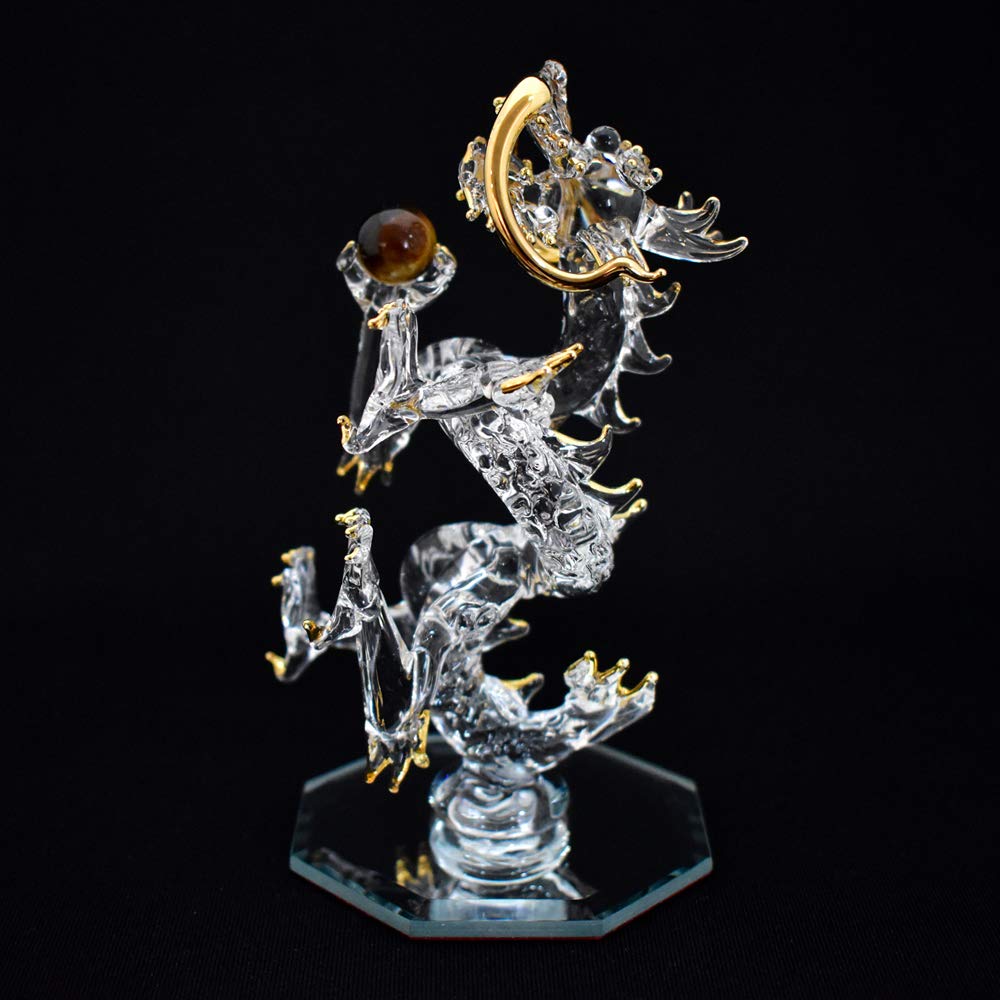 Fourcart Clear Dragon, 11cm Long, Cute Handmade Glass Craft, Good Fortune, Rising Dragon, Small, CNSWK470