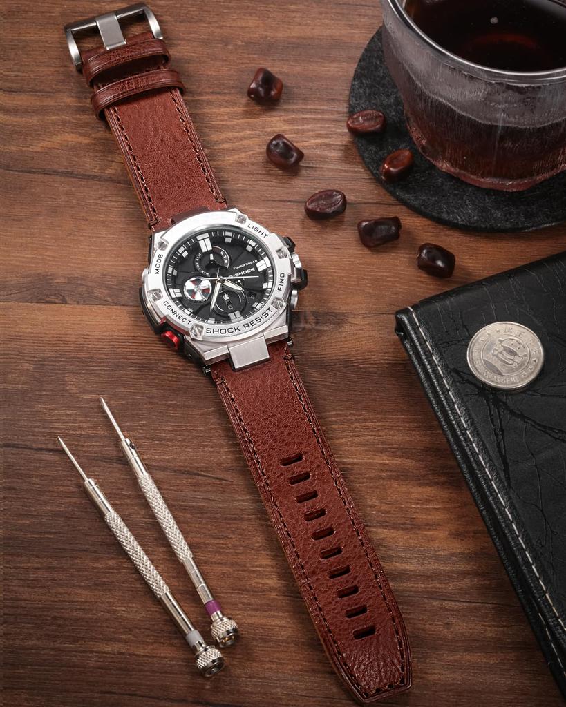 Italian Leather Watch Band for Casio Casio Band GST-210 / GST-300 / GST-400 / GST-410 / GST-210B / GST-S100D / GST-S210B G-Shock