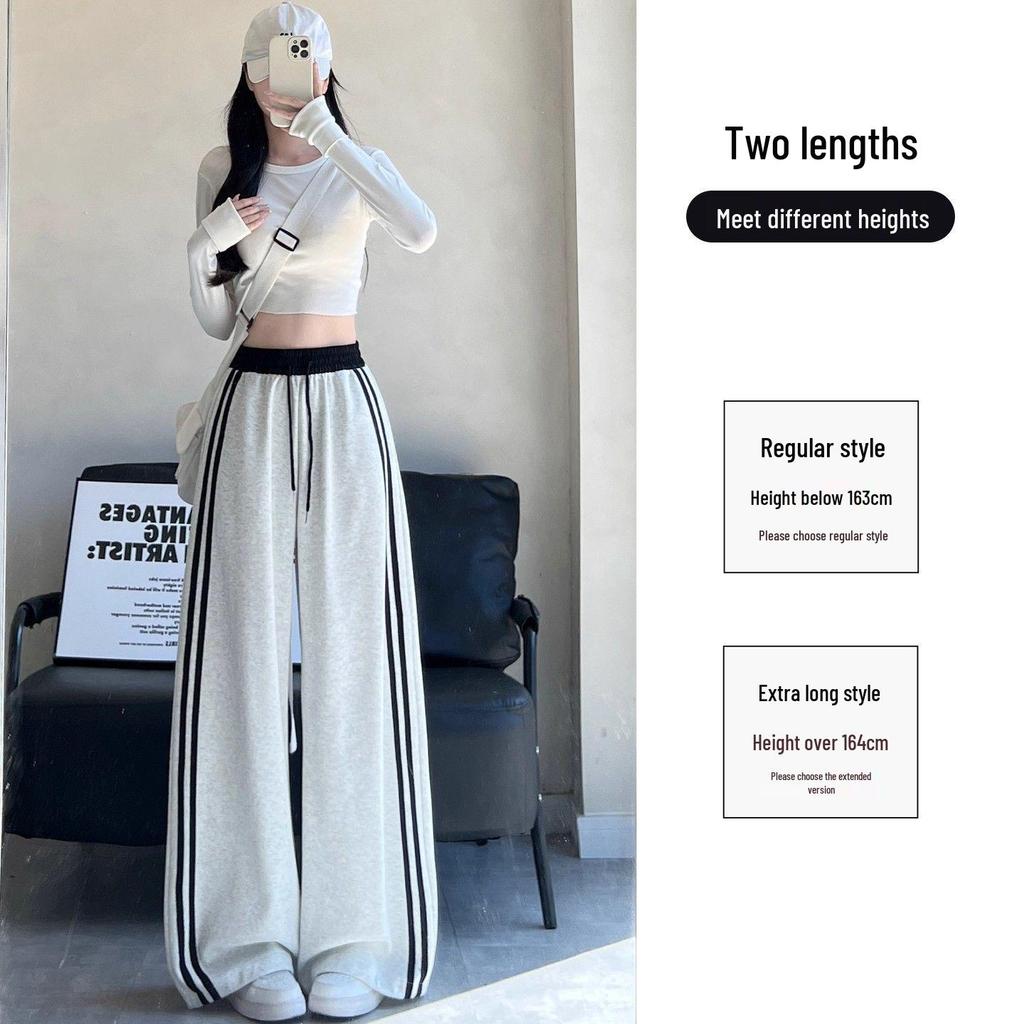 Southeast Asia Exclusive: Women's Retro Color Block Patchwork Sweatpants, Loose Wide-Leg, Lazy Style for Spring & Autumn