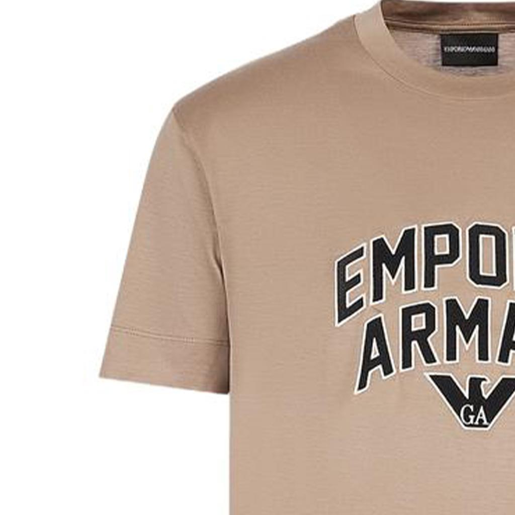 Emporio Armani Ss23 Letter Logo Embroidered Crew Neck Short Sleeve T-Shirt Men Tops Brown 3R1TBF-1JUVZ-0144