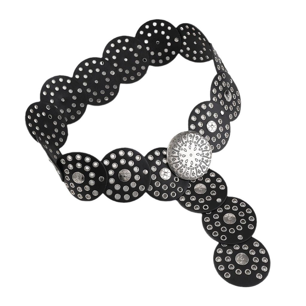 Western PU Leather Waist Belt Adjustable Length Waist Belt for Girl Women Grommet Belt for Coat Skirts Jeans Decors