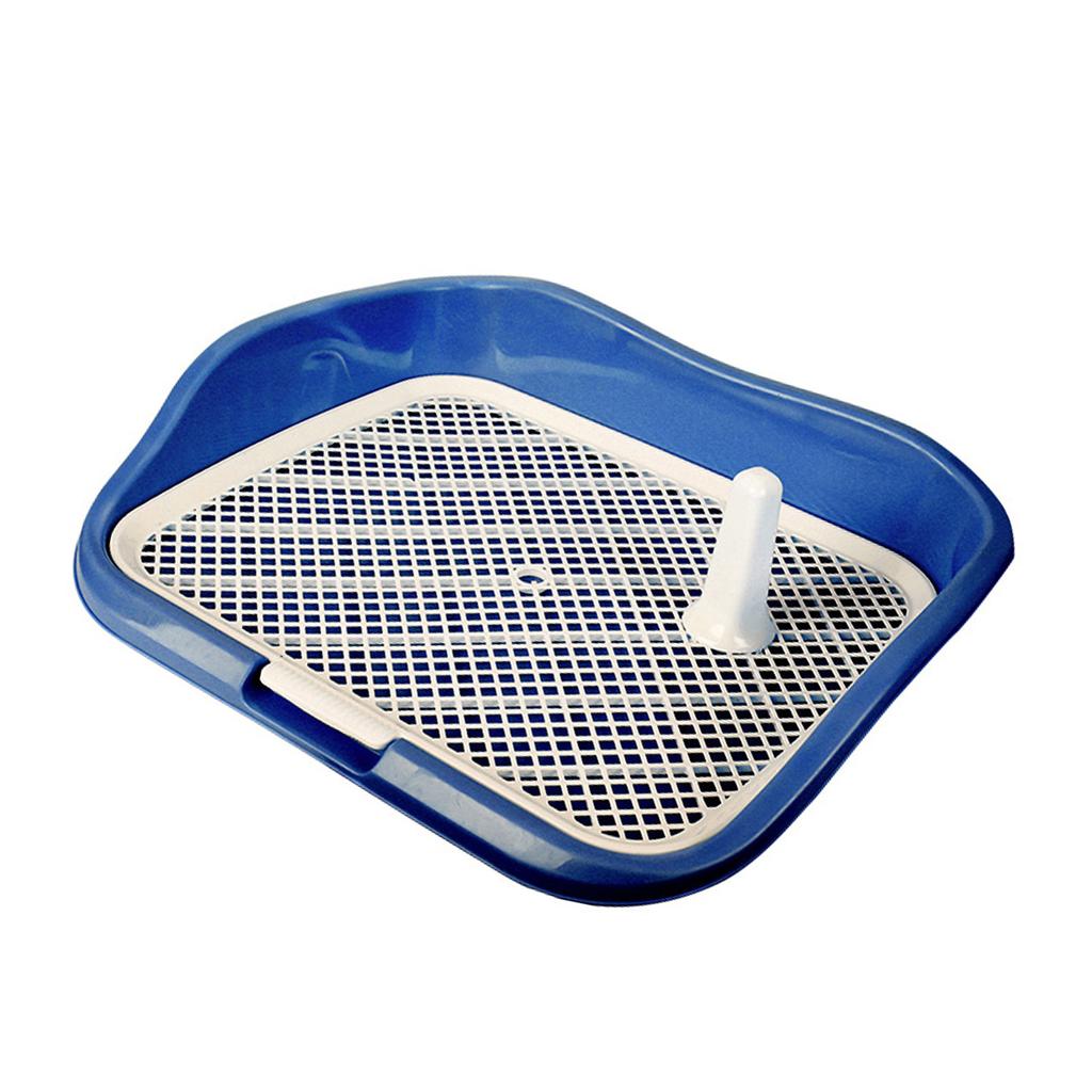 Dog Potty Tray with Raised Fences Removable Mesh Grid Pad and Post Prevent Splashing Large Space Dog Training Toilet