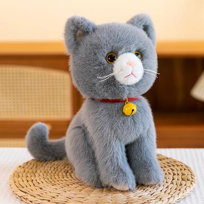 Simulation Plush Cartoon Cats Sitting Cute Animal Toy Grey  Black Colors Kitten Doll Boys Girls Gift