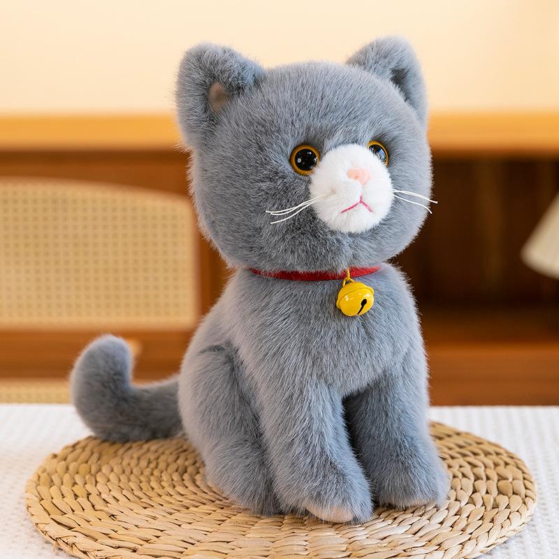 

Simulation Plush Cartoon Cats Sitting Cute Animal High-Quality Toy Grey Black Colors Kitten Doll Boys Girls Gift Idea 27cm