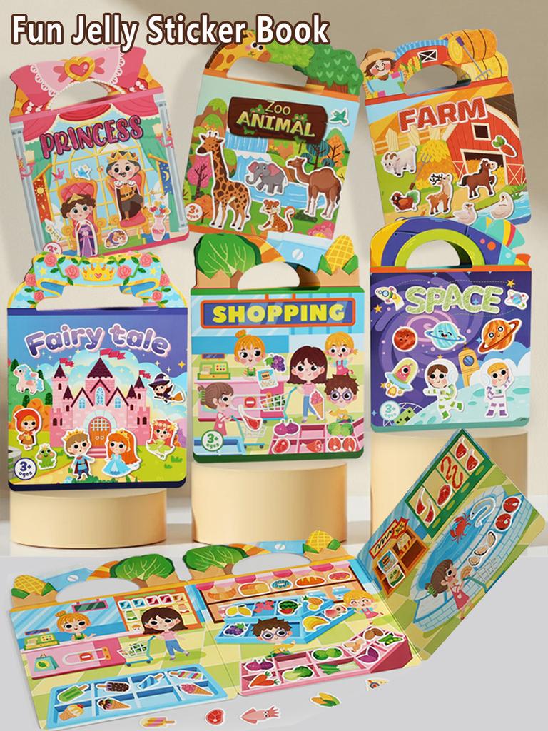 Reusable Sticker Books for Kids, 6 Sets Travel Removable Toddler Sticker Books for 3 4 5 Year Old Girls Boys Birthday Gifts Educ