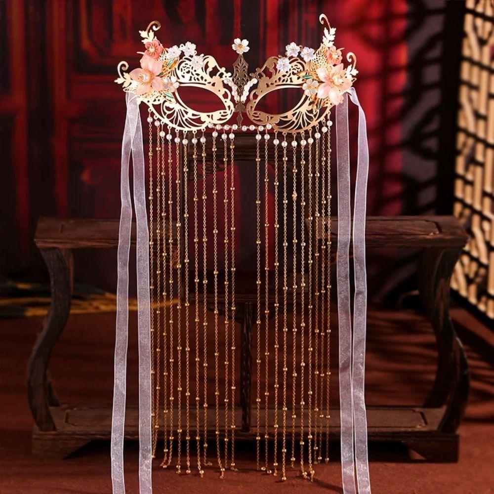 Chain Wedding Mask Pearls Women Mysterious Veil Exquisite Anonymous Face Cover  Gift